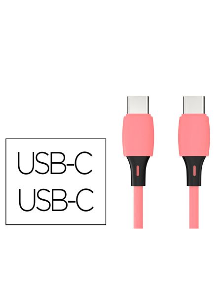 Cable Usb-C A Usb-C Q-Connect Pvc Longitud 1M Rosa