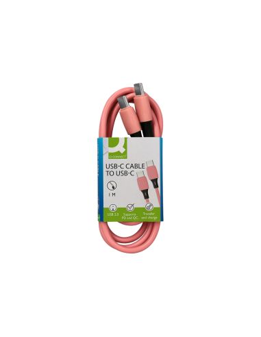 Cable Usb-C A Usb-C Q-Connect Pvc Longitud 1M Rosa