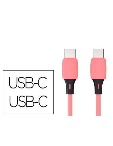 Cable Usb-C A Usb-C Q-Connect Pvc Longitud 2M Rosa