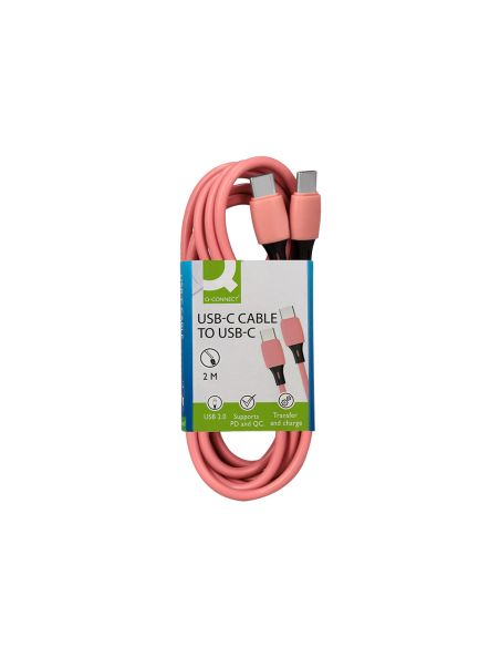 Cable Usb-C A Usb-C Q-Connect Pvc Longitud 2M Rosa