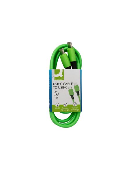 Cable Usb-C A Usb-C Q-Connect Pvc Longitud 1M Verde