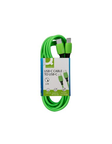 Cable Usb-C A Usb-C Q-Connect Pvc Longitud 2M Verde