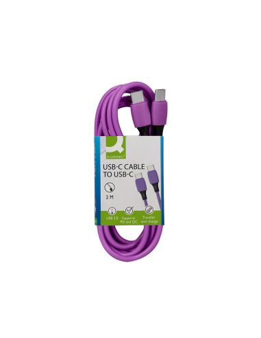 Cable Usb-C A Usb-C Q-Connect Pvc Longitud 2M Morado