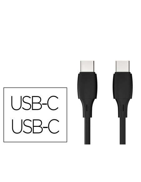 Cable Usb-C A Usb-C Q-Connect Pvc Longitud 2M Negro