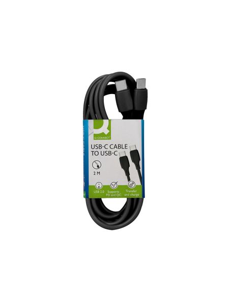 Cable Usb-C A Usb-C Q-Connect Pvc Longitud 2M Negro