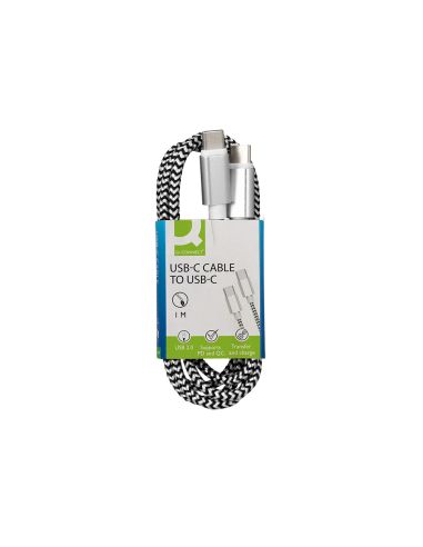 Cable Usb-C A Usb-C Q-Connect Nailon Longitud 1M Blanco
