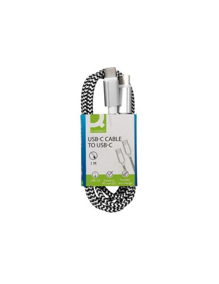Cable Usb-C A Usb-C Q-Connect Nailon Longitud 1M Blanco