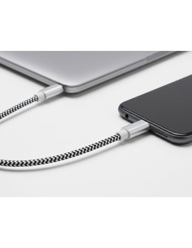 Cable Usb-C A Usb-C Q-Connect Nailon Longitud 1M Blanco