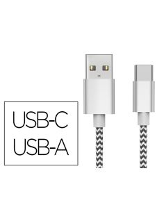 Cable Usb-C A Usb-A Q-Connect Nailon Longitud 1M Blanco