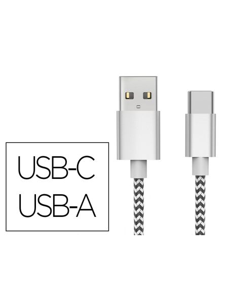 Cable Usb-C A Usb-A Q-Connect Nailon Longitud 1M Blanco