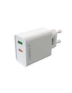 Cargador De Pared Usb-A Y Usb-C Q-Connect 20 W Blanco
