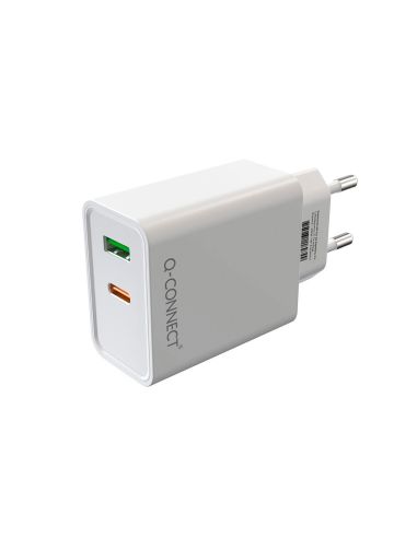 Cargador De Pared Usb-A Y Usb-C Q-Connect 20 W Blanco