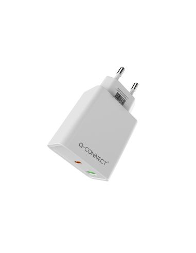 Cargador De Pared Usb-A Y Usb-C Q-Connect 20 W Blanco