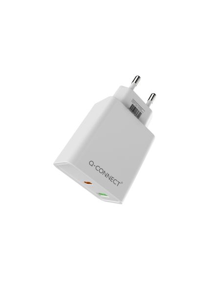 Cargador De Pared Usb-A Y Usb-C Q-Connect 20 W Blanco