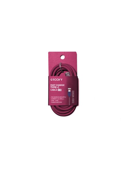 Cable Groovy Tipo C A Tipo C Carga Rapida Longitud 1 Mt Color Rojo