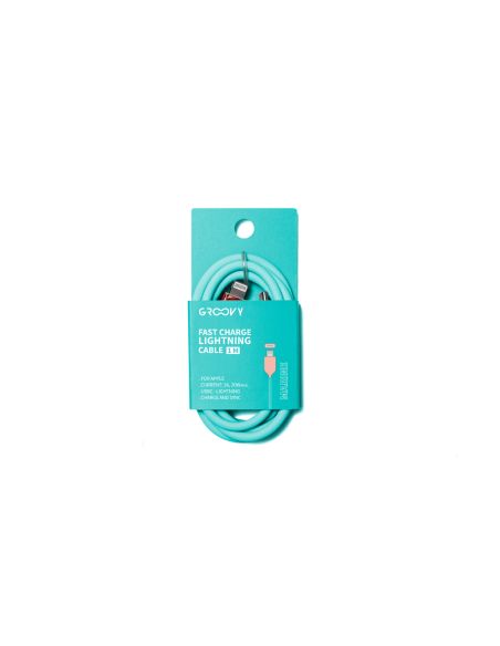 Cable Groovy Tipo C A Apple Lightning Carga Rapida Longitud 1 Mt Color Azul Turquesa