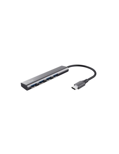 Hub Trust Halyx 4 Puertos Usb-A Conexion Usb-C Color Gris