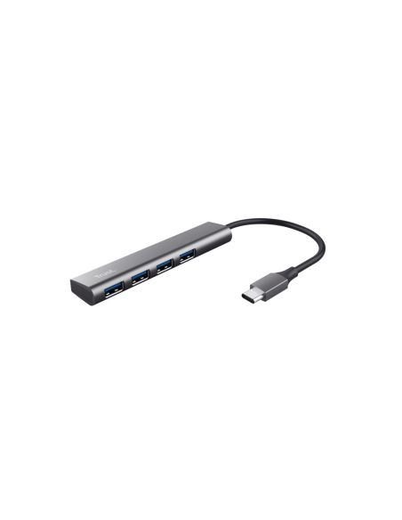Hub Trust Halyx 4 Puertos Usb-A Conexion Usb-C Color Gris
