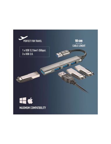 Hub Ngs 4 Puertos 3 Usb 2.0 Y 1 Usb 3.2 Gen 1