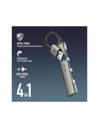 Hub Ngs 4 Puertos 3 Usb 2.0 Y 1 Usb 3.2 Gen 1