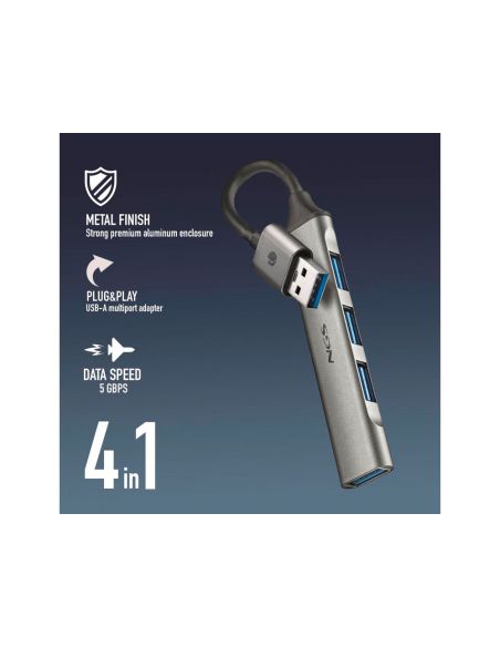 Hub Ngs 4 Puertos 3 Usb 2.0 Y 1 Usb 3.2 Gen 1