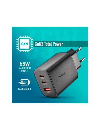 Cargador Ngs De Pared Gan Ultrarapido Para Portatil De 65W Con 3 Puertos: 2 Usb-C Y 1 Usb-A|Libreriasalesiana