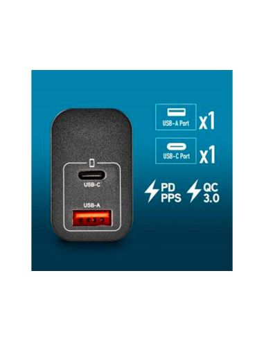 Cargador Ngs De Pared Gan Ultrarapido Para Portatil 30W Usb-C + Usb-A