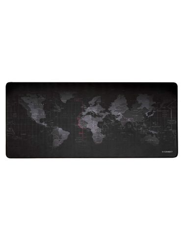Alfombrilla Para Raton Q-Connect Xxl Negra Con Diseño Mapa Del Mundo 900X400 Mm