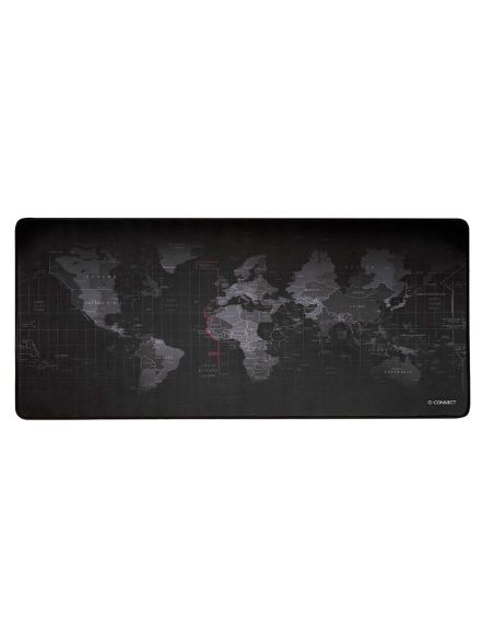 Alfombrilla Para Raton Q-Connect Xxl Negra Con Diseño Mapa Del Mundo 900X400 Mm