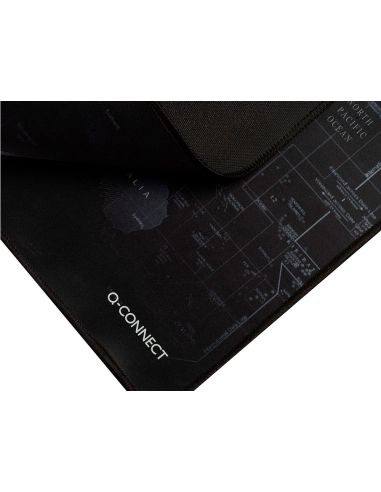 Alfombrilla Para Raton Q-Connect Xxl Negra Con Diseño Mapa Del Mundo 900X400 Mm