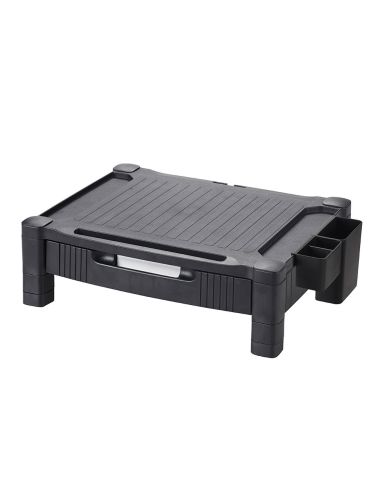 Soporte Q-Connect Para Monitor /Impresora Ajustable Altura 10,3Cm A 13,3Cm Con Cajon Color Negro 434X336X133 Mm