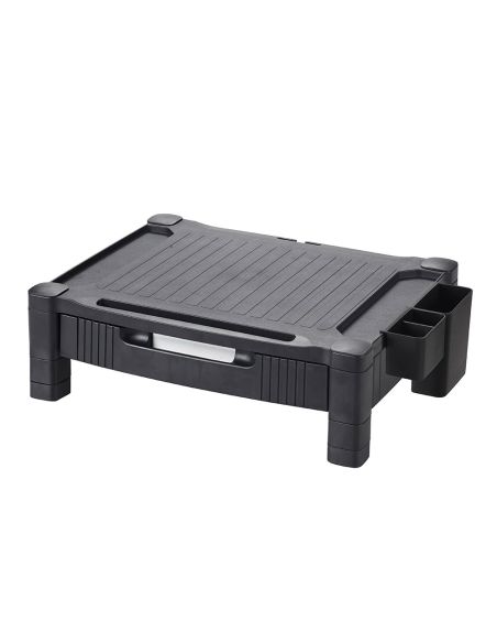 Soporte Q-Connect Para Monitor /Impresora Ajustable Altura 10,3Cm A 13,3Cm Con Cajon Color Negro 434X336X133 Mm