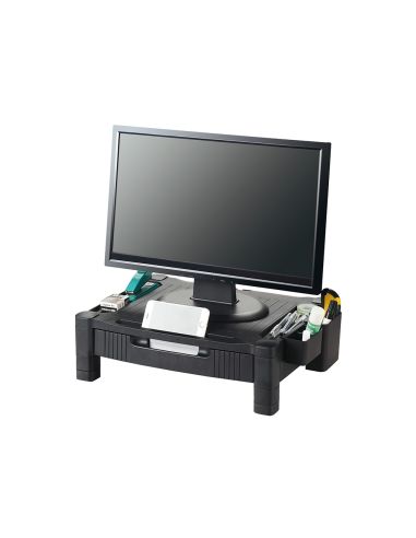 Soporte Q-Connect Para Monitor /Impresora Ajustable Altura 10,3Cm A 13,3Cm Con Cajon Color Negro 434X336X133 Mm