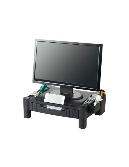 Soporte Q-Connect Para Monitor /Impresora Ajustable Altura 10,3Cm A 13,3Cm Con Cajon Color Negro 434X336X133 Mm