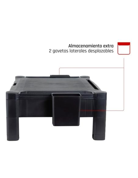 Soporte Q-Connect Para Monitor /Impresora Ajustable Altura 10,3Cm A 13,3Cm Con Cajon Color Negro 434X336X133 Mm