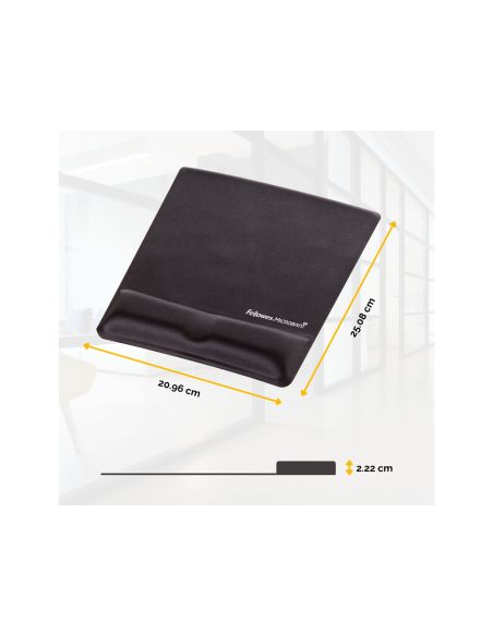 Alfombrilla Para Raton Fellowes Canal Health-V Negra Con Reposamuñecas De Gel 222X209,6X251 Mm