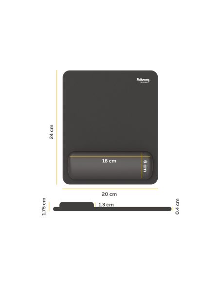 Alfombrilla Para Raton Fellowes Con Reposamuñecas Breyta Negro 250X210X25 Mm