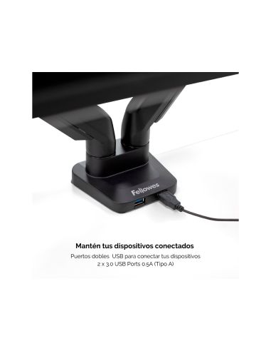 Brazo Para Monitor Fellowes Platinum Ajustable En Altura Para Dos Pantallas Normativa Vesa Hasta 10 Kg Negro