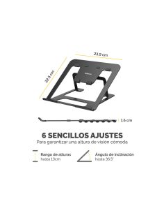 Soporte Para Portatil Fellowes Aluminia Plegable Negro 315X230X20 Mm 2