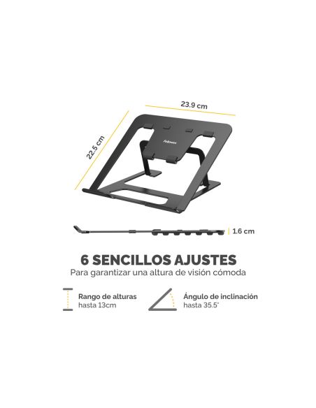 Soporte Para Portatil Fellowes Aluminia Plegable Negro 315X230X20 Mm