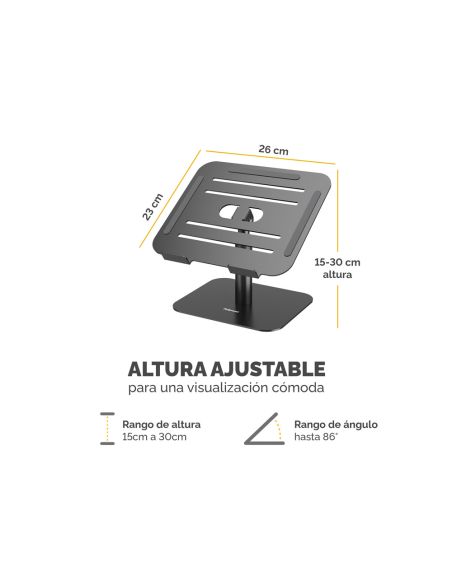 Soporte Para Portatil Fellowes Aluminia Con Peana Negro 280X245X65 Mm