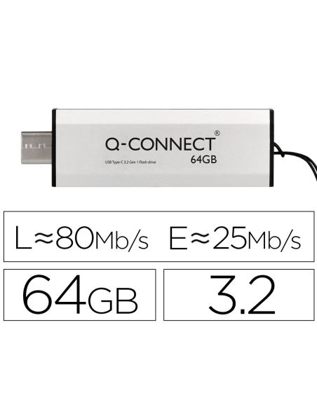 Memoria Usb Q-Connect Flash Drive 64 Gb 3.2 Tipo C