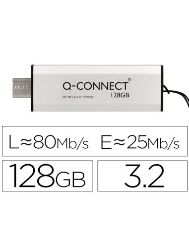 Memoria Usb Q-Connect Flash Drive 128 Gb 3.2 Tipo C