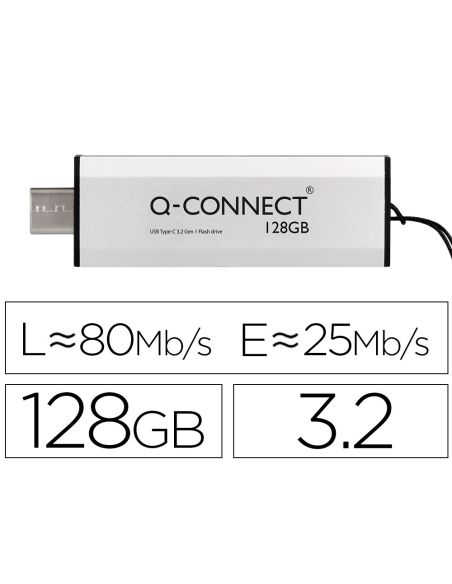 Memoria Usb Q-Connect Flash Drive 128 Gb 3.2 Tipo C