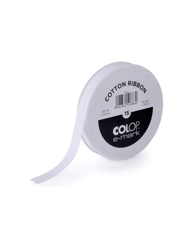 Cinta Algodon Colop Ancho 15 Mm Para Impresora E-Mark Rollo De 25 Mt