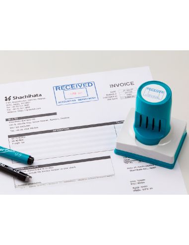 Sello X Stamper Quix Personalizable Con Fechador Color Negro 34X54 Mm Q82