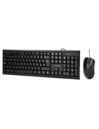 Set Teclado Y Raton Q-Connect Con Cable Color Negro