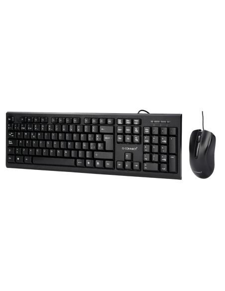 Set Teclado Y Raton Q-Connect Con Cable Color Negro