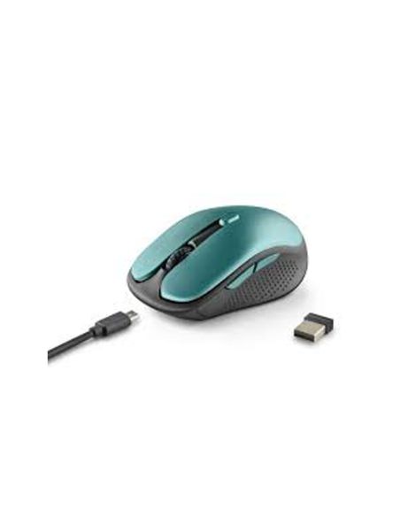 Raton Ngs Evo Rust Optico 800/1200/1600 Dpi Inalambrico 5 Botones Teclas Silenciosas Receptor Usb 2,4 Ghz Verde