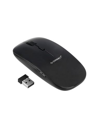 Raton Q-Connect Optico Inalambrico Silencioso Dpi 800/1200/1600 Pilas Aaa Negro